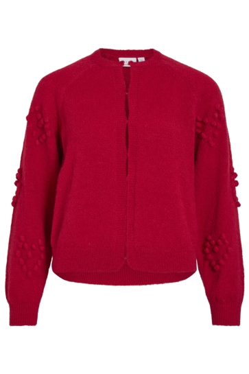 Vila Vest VIMERIT L/S O-NECK BUBBLE KNIT CARD 14112273 Jester Red