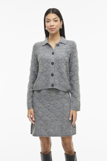 Vila VIAERY COLLAR L/S KNIT CARDIGAN 14109990 MEDIUM GREY MELANGE