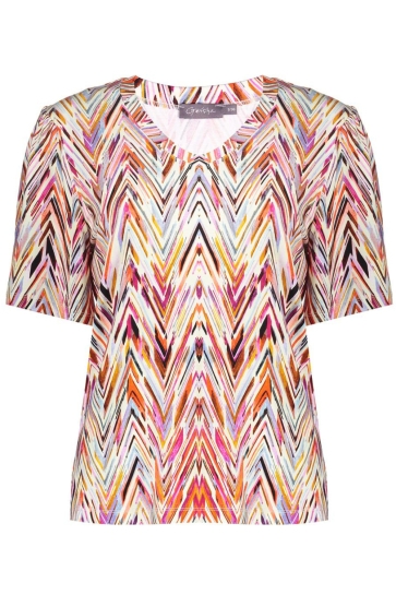 Geisha T-shirt JAZZ T SHIRT MET V HALS EN PRINT 52445 60 000450 RED/PURPLE