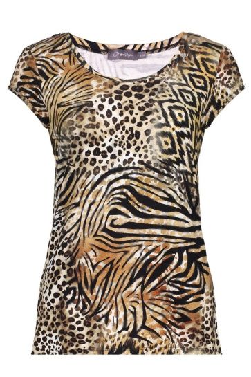 Geisha T-shirt KATE T SHIRT MET RONDE HALS EN PRINT 52446 60 000775 BROWN/BLACK