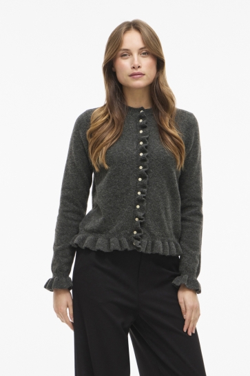 Vila Vest VIJACIA O-NECK L/S FRILL KNIT CARDI 14111315