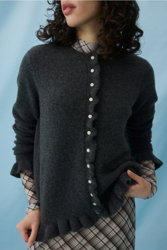 Vila grijze dames vest | Close up