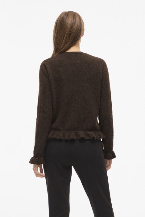 Vila bruine dames vest | Model achteraanzicht