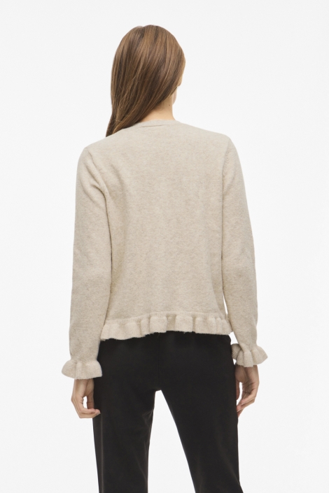 Vila beige dames vest | Model achteraanzicht