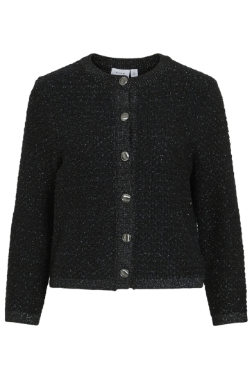 Vila VIMALAY O-NECK L/S BUTTON KNIT CARD 14111391 Black Beauty/GUN METAL