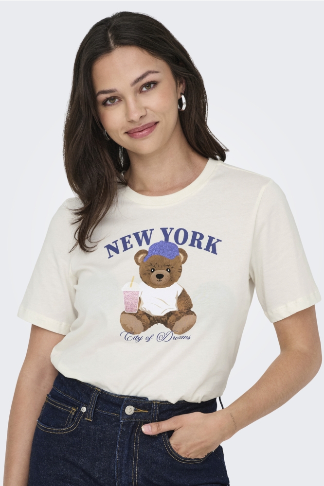 Only witte dames t-shirt | Model vooraanzicht