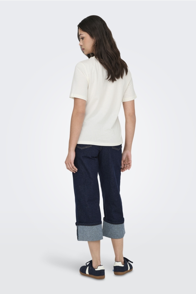 Only witte dames t-shirt | Model achteraanzicht
