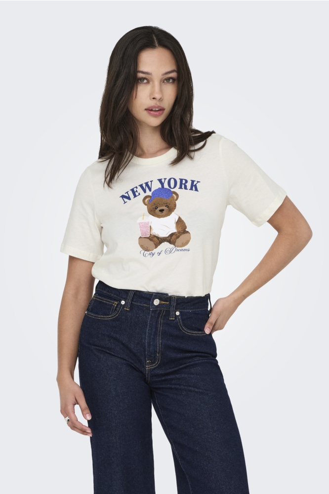 Only witte dames t-shirt | Model vooraanzicht