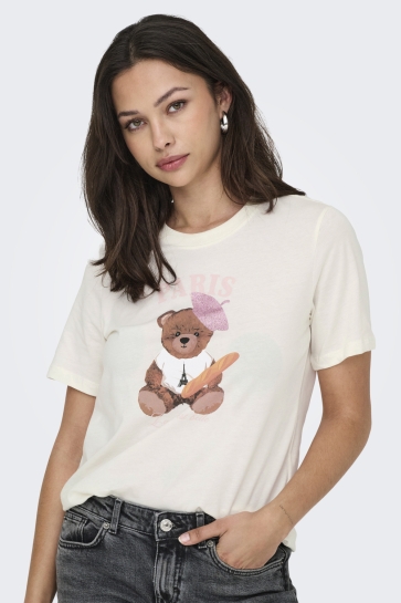 Only T-shirt ONLROSA S/S TEE CS JRS 15363948 CLOUD DANCER/PARIS