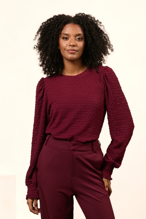 Lofty Manner bordeaux dames t-shirt | Model vooraanzicht