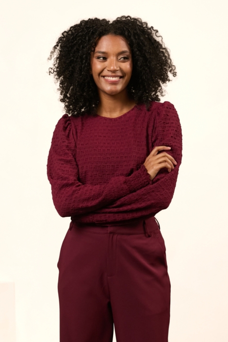 Lofty Manner bordeaux dames t-shirt | Model vooraanzicht