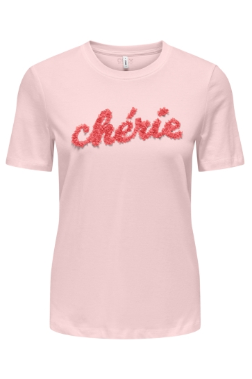 Only T-shirt ONLLUCIA LIFE REG S/S SLIT TOP BOX 15324070 CANDY PINK/CHERIE
