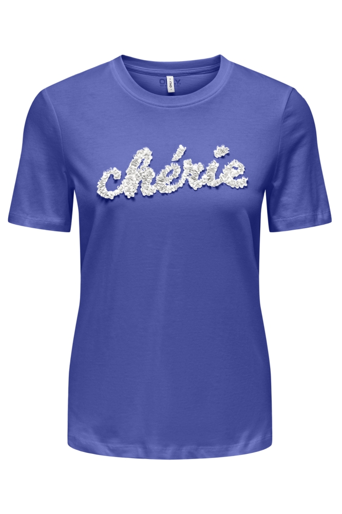 Only blauwe dames t-shirt | Vooraanzicht
