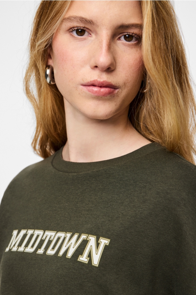 Pieces groene dames sweater | Close up