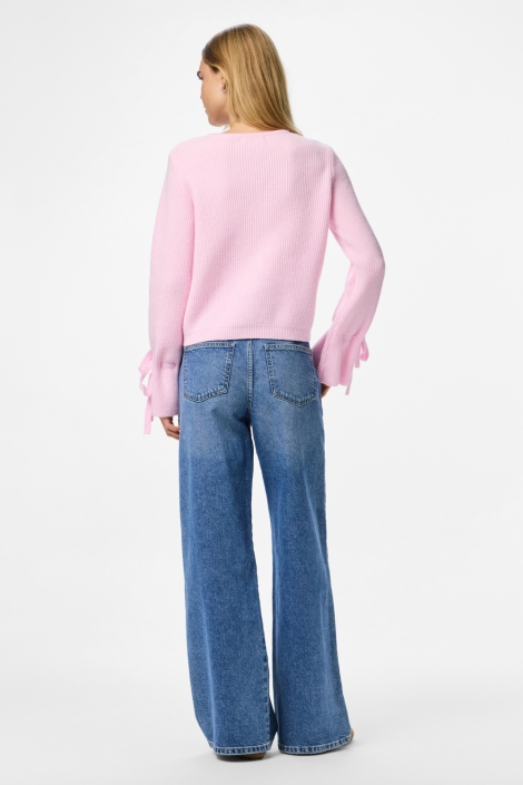 Pieces roze dames vest | Model achteraanzicht