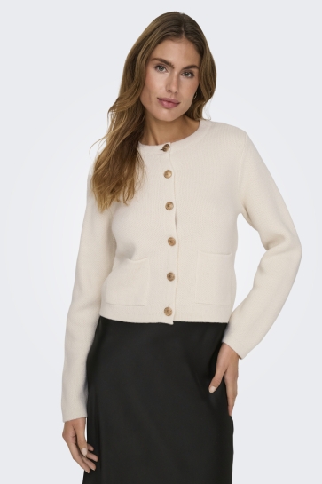 Jacqueline de Yong Vest JDYKIM L/S O-NECK BUTTON CARDIGAN K 15341309 Egret