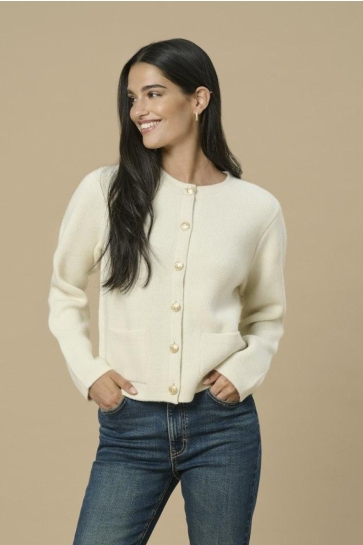 Jacqueline de Yong JDYKIM L/S O-NECK BUTTON CARDIGAN K 15341309 Egret