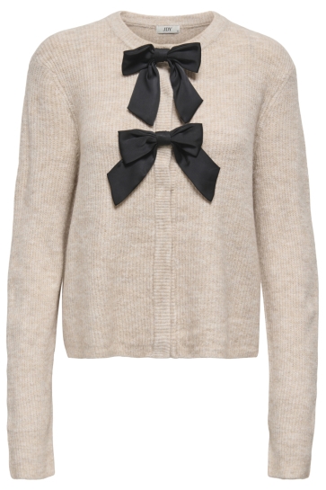 Jacqueline de Yong JDYJOLENE L/S BOW CARDIGAN KNT 15367649 MOONLIGHT/MELANGE W BLACK BOWS