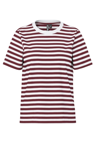 Pieces T-shirt PCRIA SS TEE STRIPES JRS NOOS BC 17146339 Tawny Port/BRIGHT WHITE