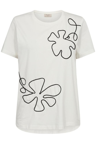 Freequent T-shirt FQFENJAL TEE 205715 STAR OFF-WHITE W. BLACK