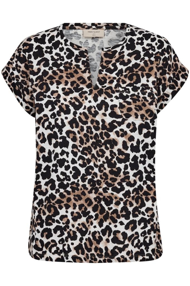 Freequent beige dames t-shirt | Vooraanzicht