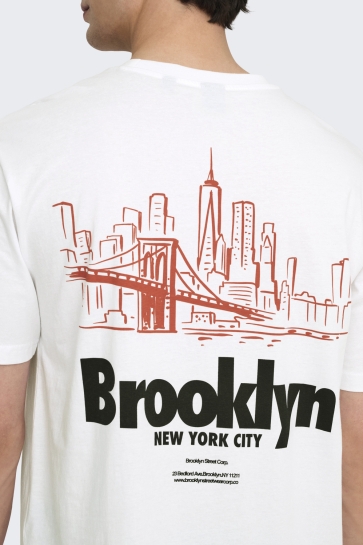 Only & Sons T-shirt ONSKEANE RLX SS PRINT TEE NOOS 22033620 Bright White Brooklyn