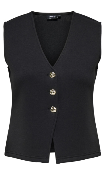 ONLNAOMI S/L VEST SWT 15364480 Black/Gold butto