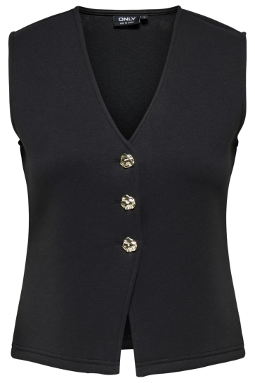 Only ONLNAOMI S/L VEST SWT 15364480 Black/Gold butto