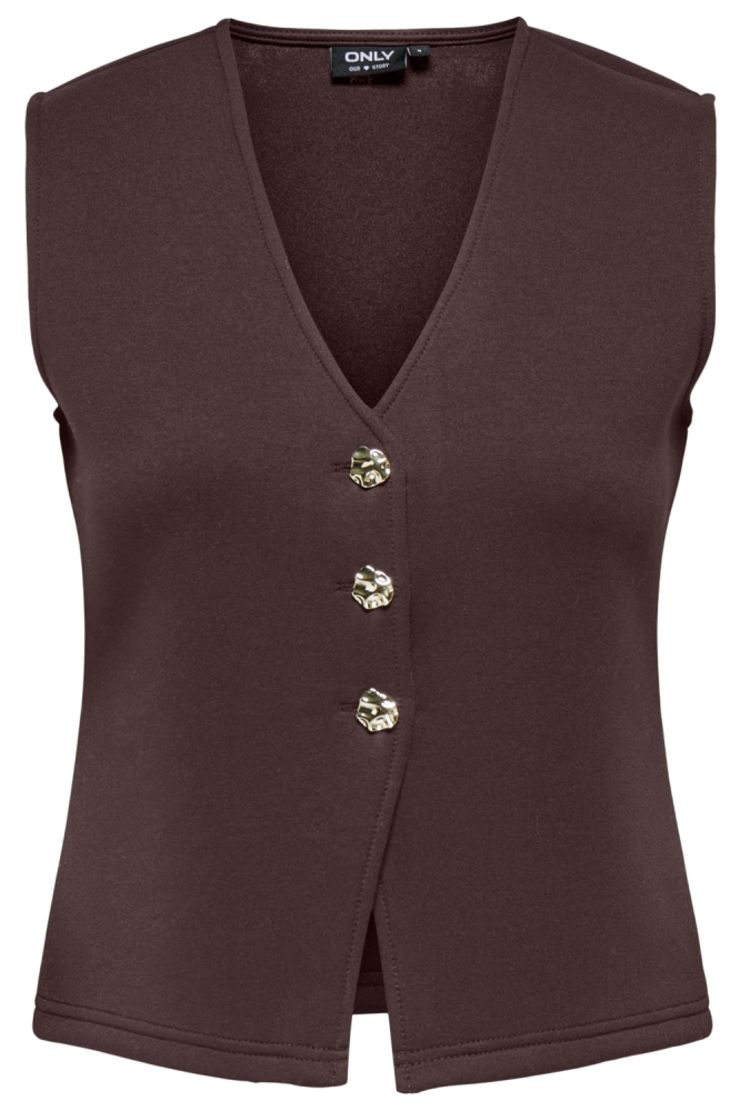 Only bruine dames gilet | Vooraanzicht