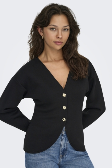 Only Vest ONLNAOMI L/S CARDIGAN SWT 15364479 BLACK/GOLD BUTTO