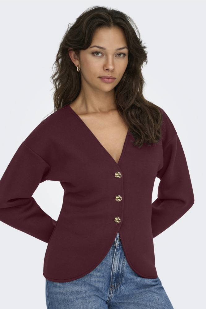 Only bordeaux dames vest | Vooraanzicht