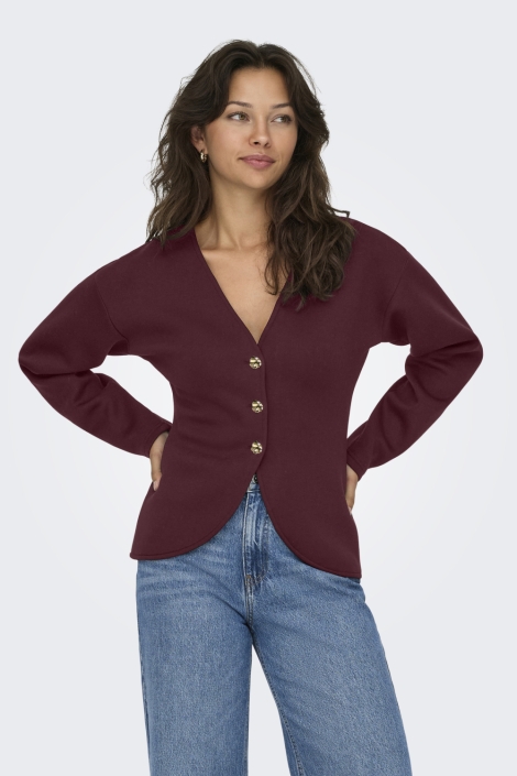 Only bordeaux dames vest | Model vooraanzicht