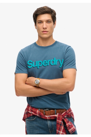 Superdry T-shirt CLASSIC CORE LOGO SHADOW TEE M1012197A 92N BLUE BOTTLE
