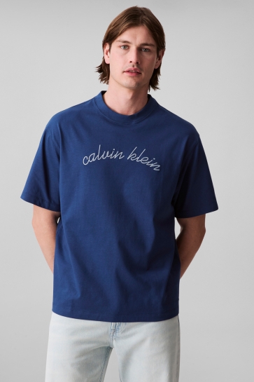 Calvin Klein T-shirt SS CNTR CHN STTCH 16 LV04RC225G C3I BLUE JEAN
