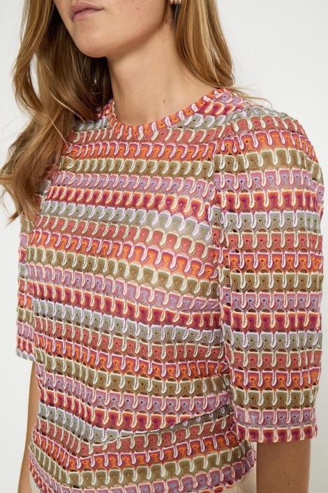 Peppercorn multi color dames trui | Close up