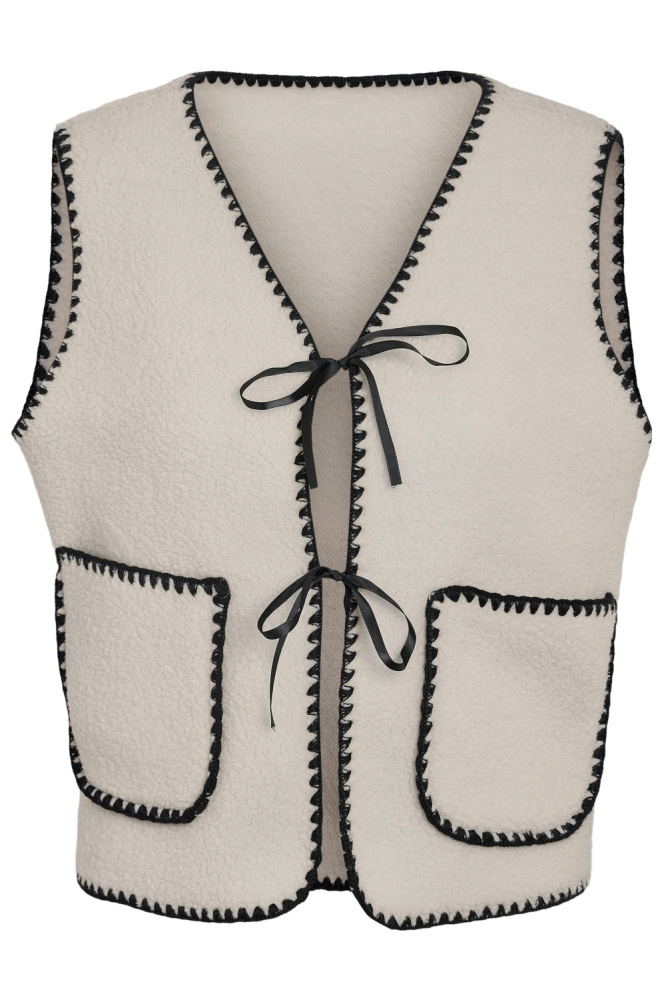 Noisy may ecru dames gilet | Vooraanzicht