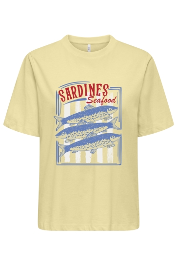 Only T-shirt ONLTRUDY S/S BOXY TEE CS JRS 15338541 Pastel Yellow/Sardines