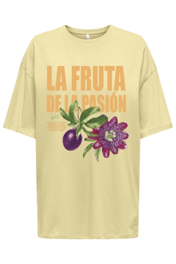 Only T-shirt ONLROSIE S/S OVERSIZE TEE CS JRS 15369746 PASTEL YELLOW/LA FRUTA