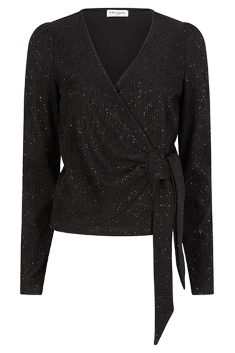 Lofty Manner zwarte dames blouse | Vooraanzicht