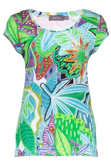 Geisha T-shirt KATE T SHIRT MET RONDE HALS EN PRINT 52446 60 000608 TURQUOISE/GREEN