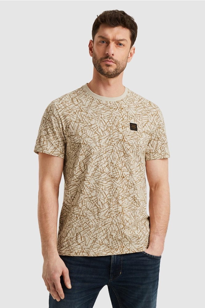 PME legend beige heren t-shirt | Model vooraanzicht