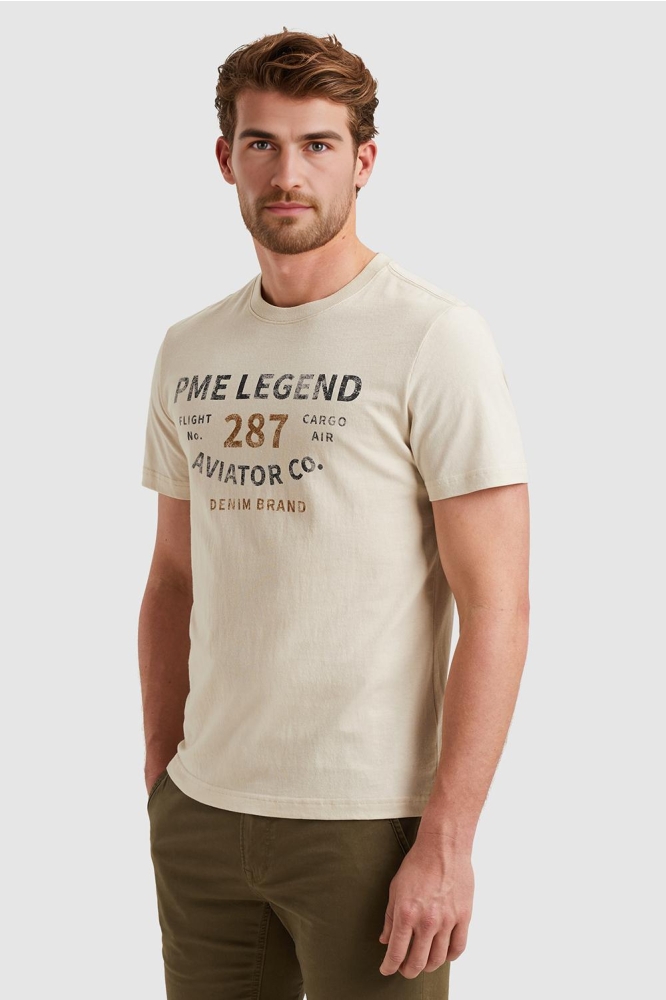 PME legend beige heren t-shirt | Model zijaanzicht