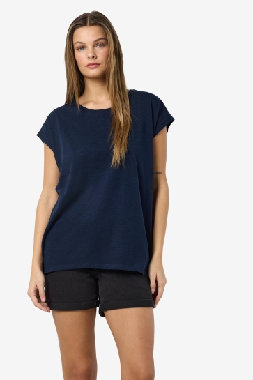 Noisy may T-shirt NMMATHILDE S/S LOOSE LONG TOP FWD N 27002573 Navy Blazer