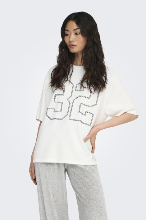 Jacqueline de Yong witte dames t-shirt | Model vooraanzicht
