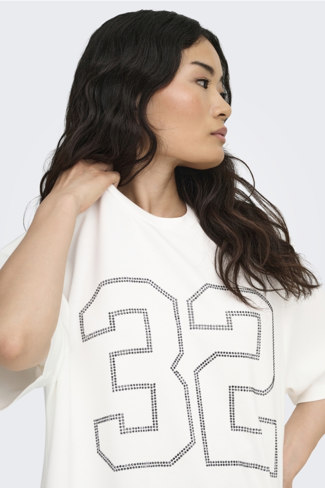 Jacqueline de Yong witte dames t-shirt | Close up