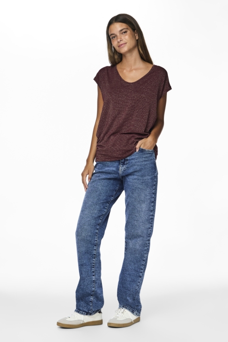 Pieces bordeaux dames t-shirt | Model