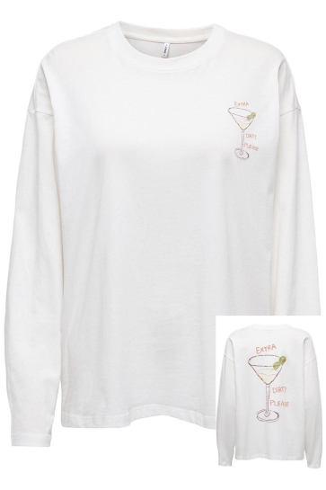 Only ONLVIVVI LIFE L/S LOVELY TOP JRS 15369353 Cloud Dancer/Exttra dirt