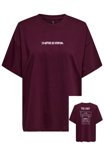 Only T-shirt ONLVIVVI LIFE S/S LOVELY TOP JRS 15346761 Zinfandel/The shop