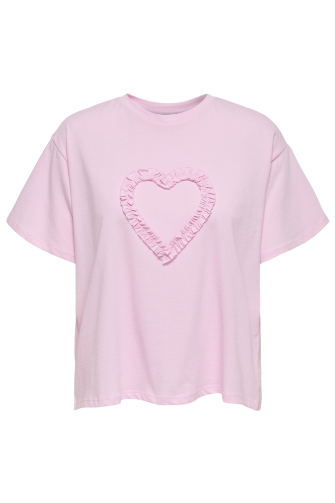 Only roze dames t-shirt | Vooraanzicht
