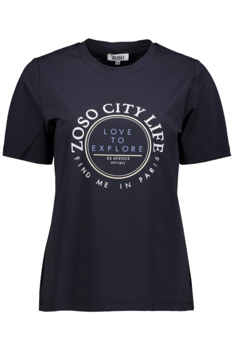 Zoso blauwe dames t-shirt | Vooraanzicht
